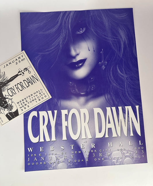 Vintage 1993 Cry For Dawn Webster Hall NYC Flyer Invite + Decal
