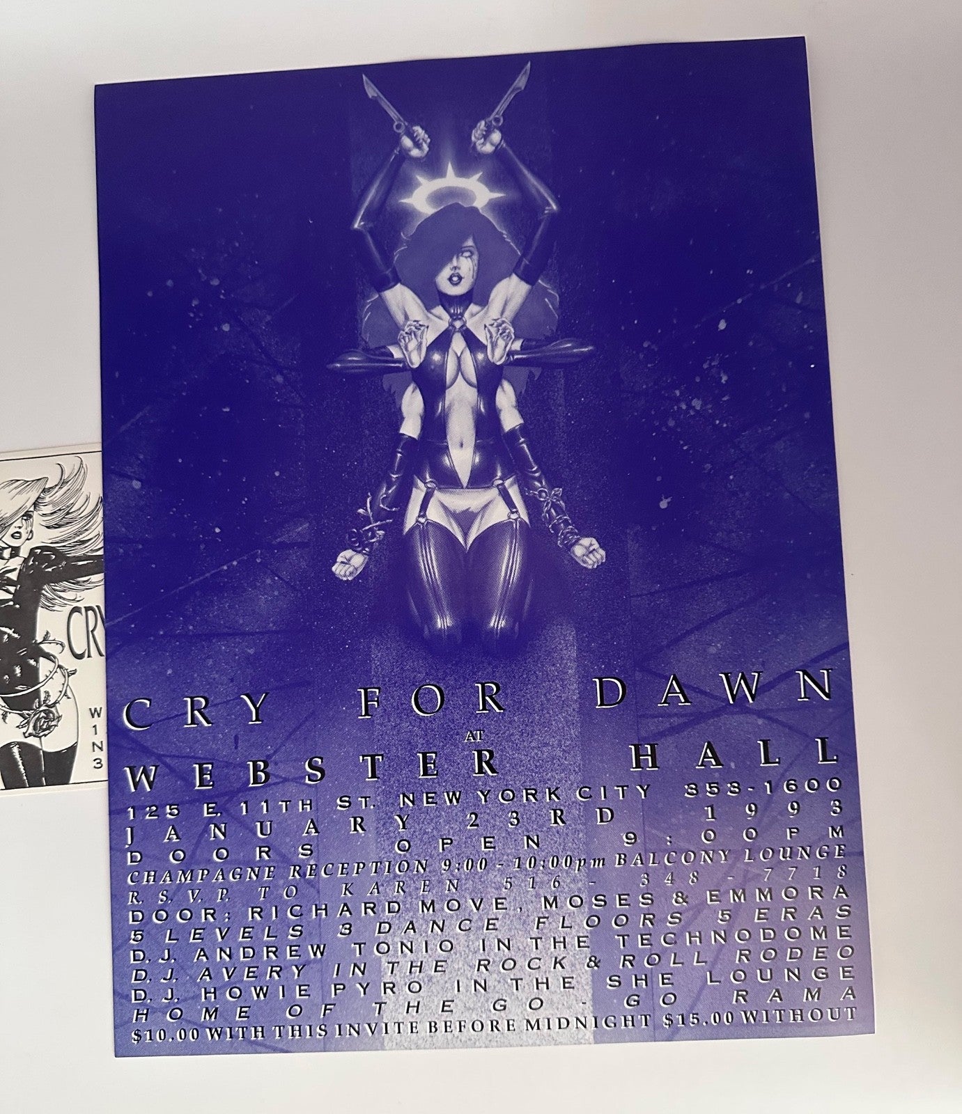 Vintage 1993 Cry For Dawn Webster Hall NYC Flyer Invite + Decal