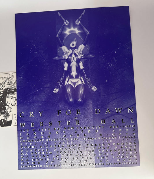 Vintage 1993 Cry For Dawn Webster Hall NYC Flyer Invite + Decal